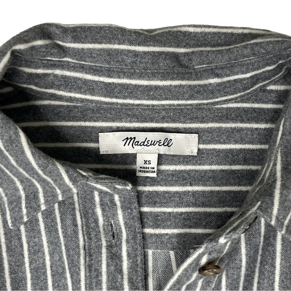 Madewell NWOT NWOT Grey and White Striped Westward Flannel Size X-Small - Picture 14 of 16